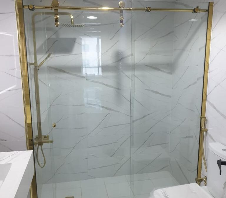 Frmeless shower glass sliding door