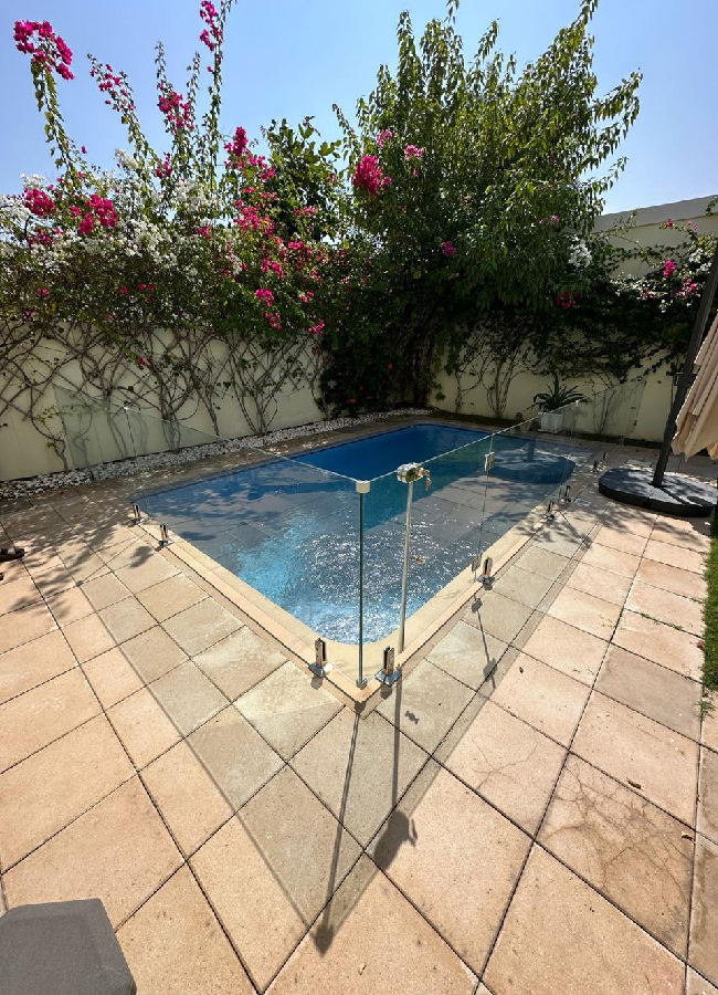railing glass side pool